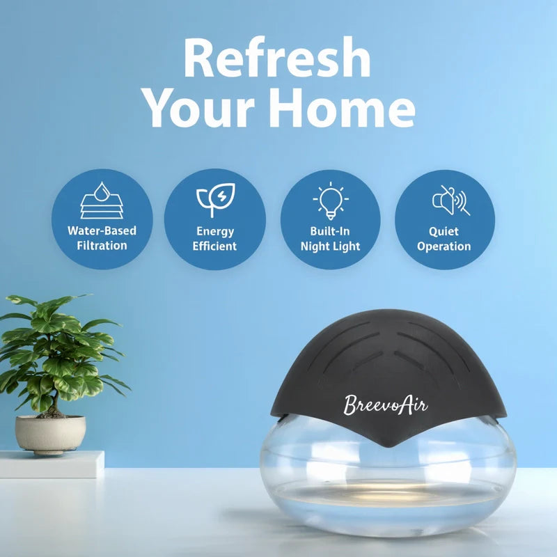 Breevo Air Purifier- Air Washer For Home and Office - Essential Oil Aroma Diffuser With LED Night light